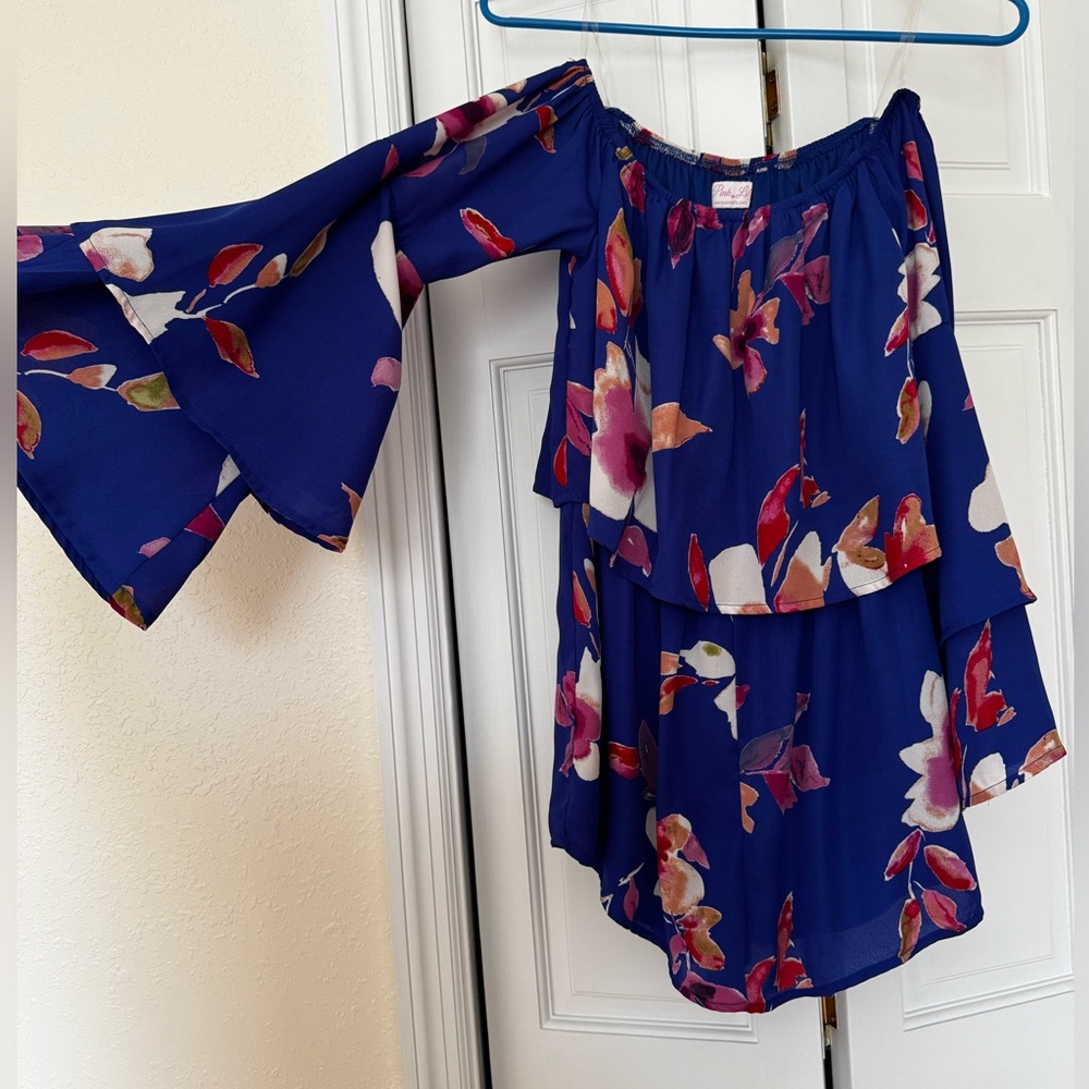 Pink Lily off the shoulder romper - Picture 2 of 3